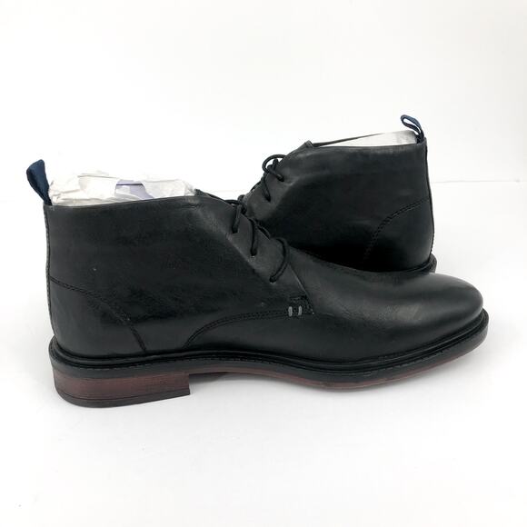STEVE MADDEN Men's GNOMIE Chukka Boots Size 9 Black Leather Lace Up NWOB - Picture 8 of 11